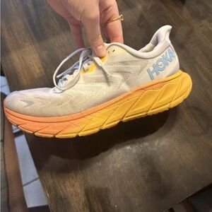 Hoka White and Yellow Running Shoes